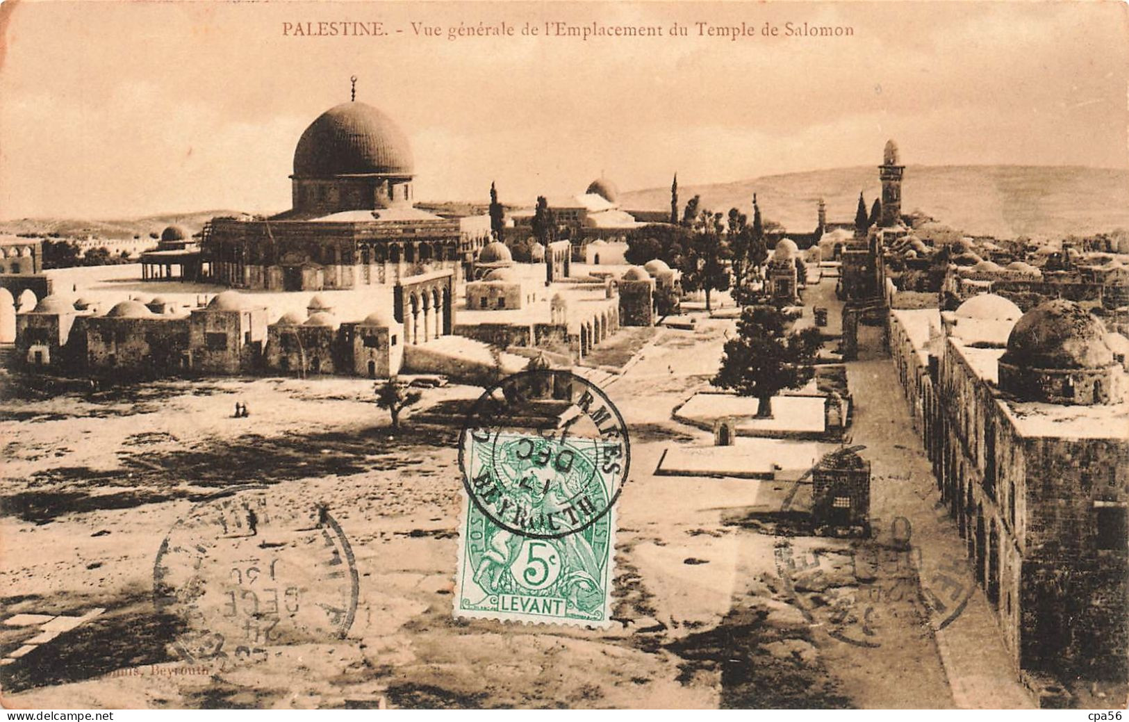 L'emplacement Du Temple De Salomon - Jérusalem Indiqué Palestine - Carte Rare - Israele