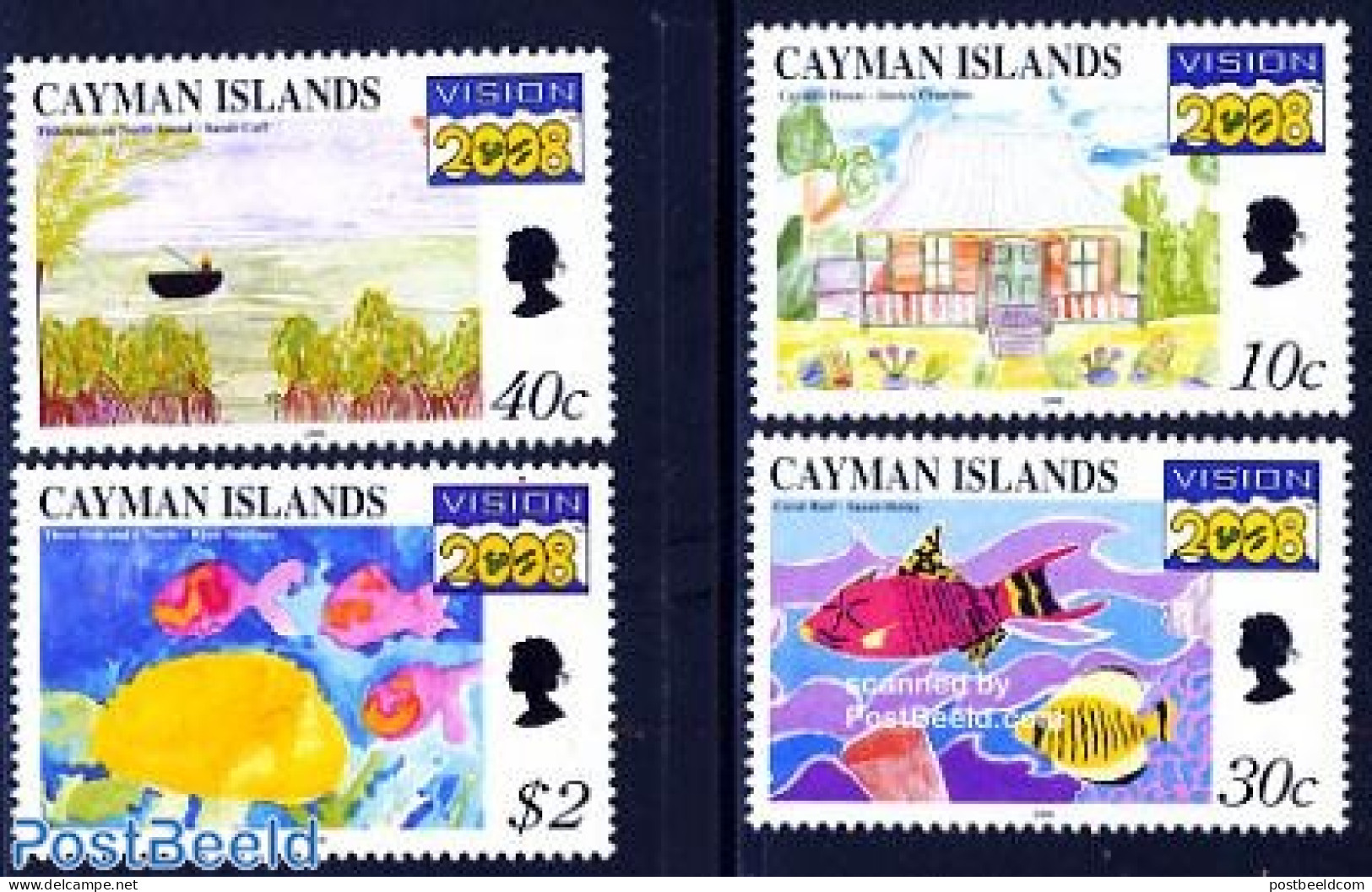 Cayman Islands 1999 Vision 2008 4v, Mint NH, Nature - Fish - Fishing - Turtles - Art - Children Drawings - Science Fic.. - Peces