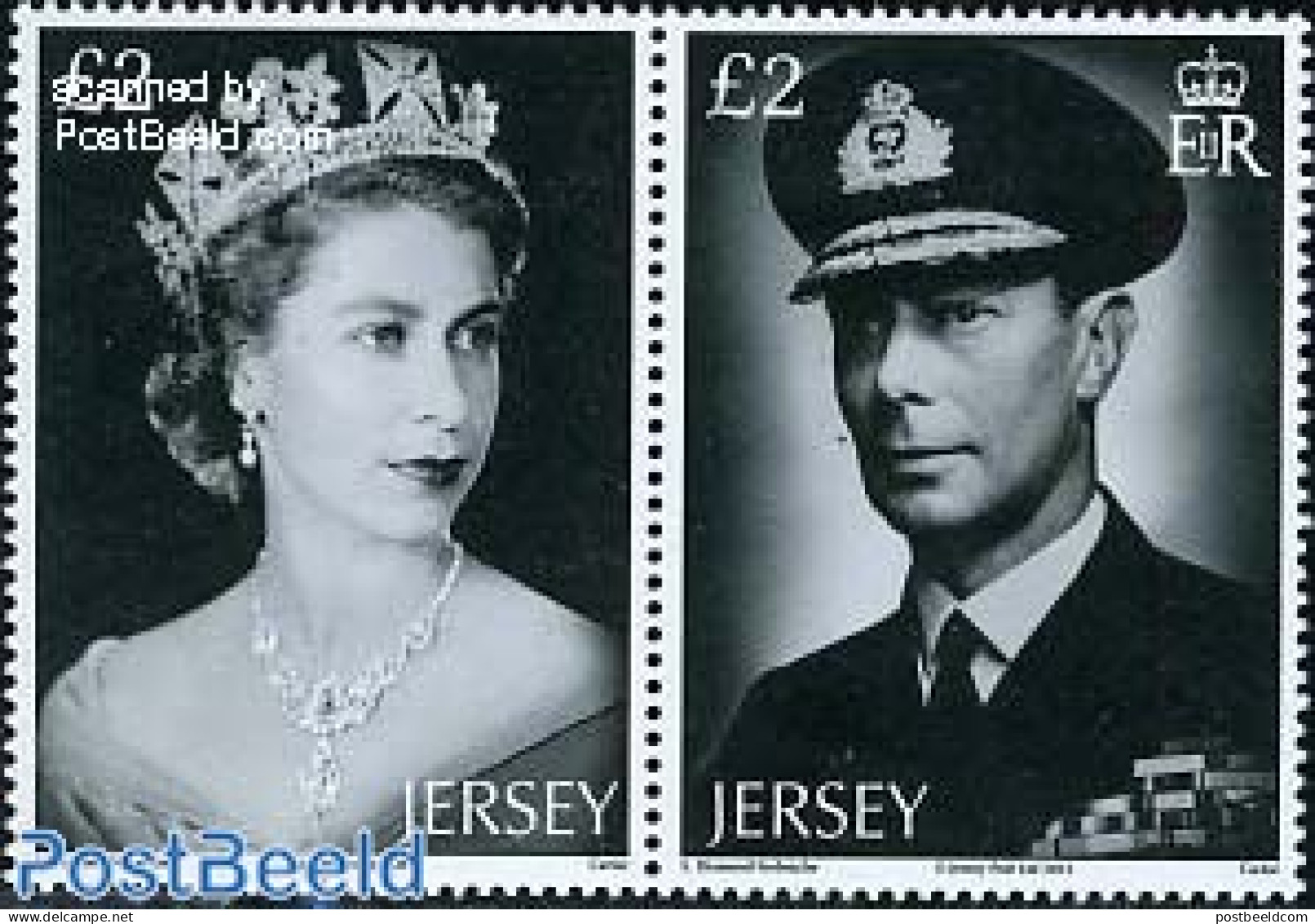 Jersey 2012 Elizabeth II Diamond Jubilee 2v [:], Mint NH, History - Kings & Queens (Royalty) - Familias Reales
