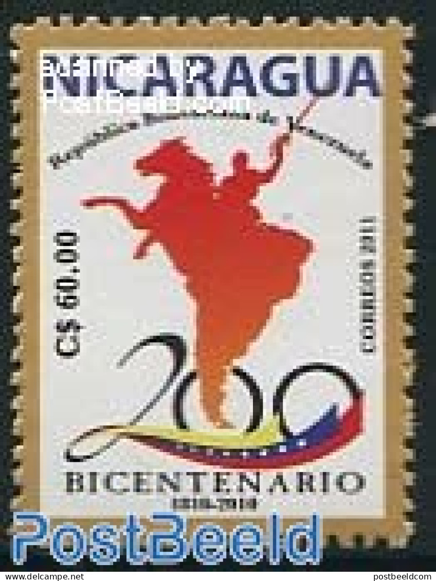Nicaragua 2011 200 Years Venezuela 1v, Mint NH, Nature - Horses - Nicaragua