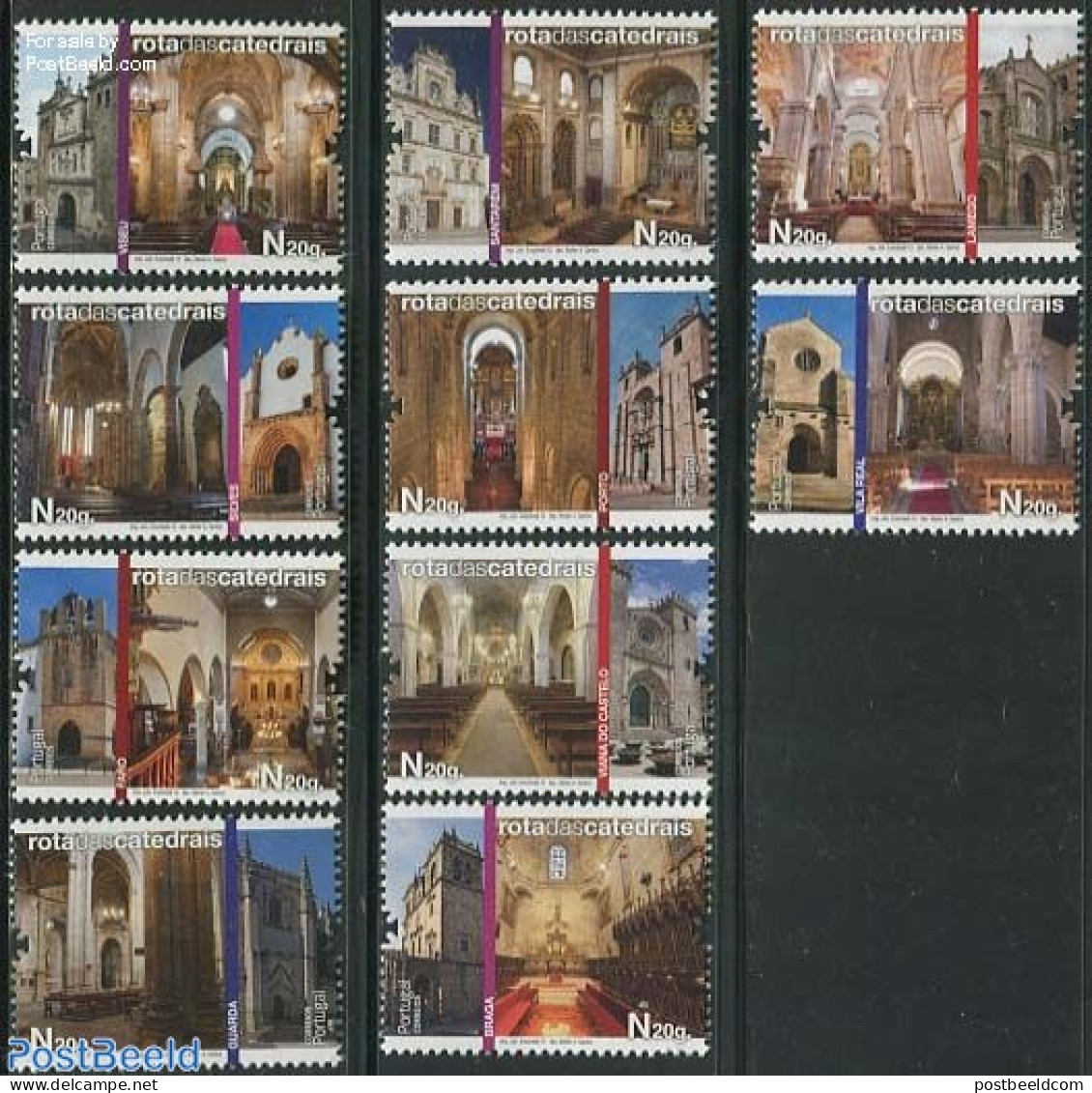 Portugal 2012 Cathedrals 10v, Mint NH, Religion - Churches, Temples, Mosques, Synagogues - Nuovi