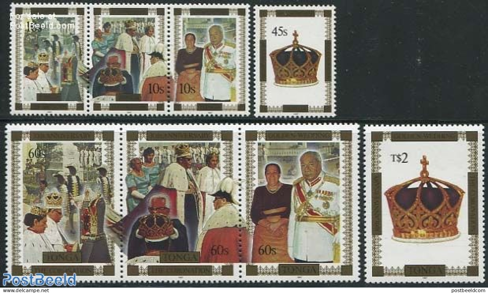 Tonga 1997 King Wedding Anniversary 8v (2v+2x[::]), Mint NH, History - Kings & Queens (Royalty) - Familias Reales