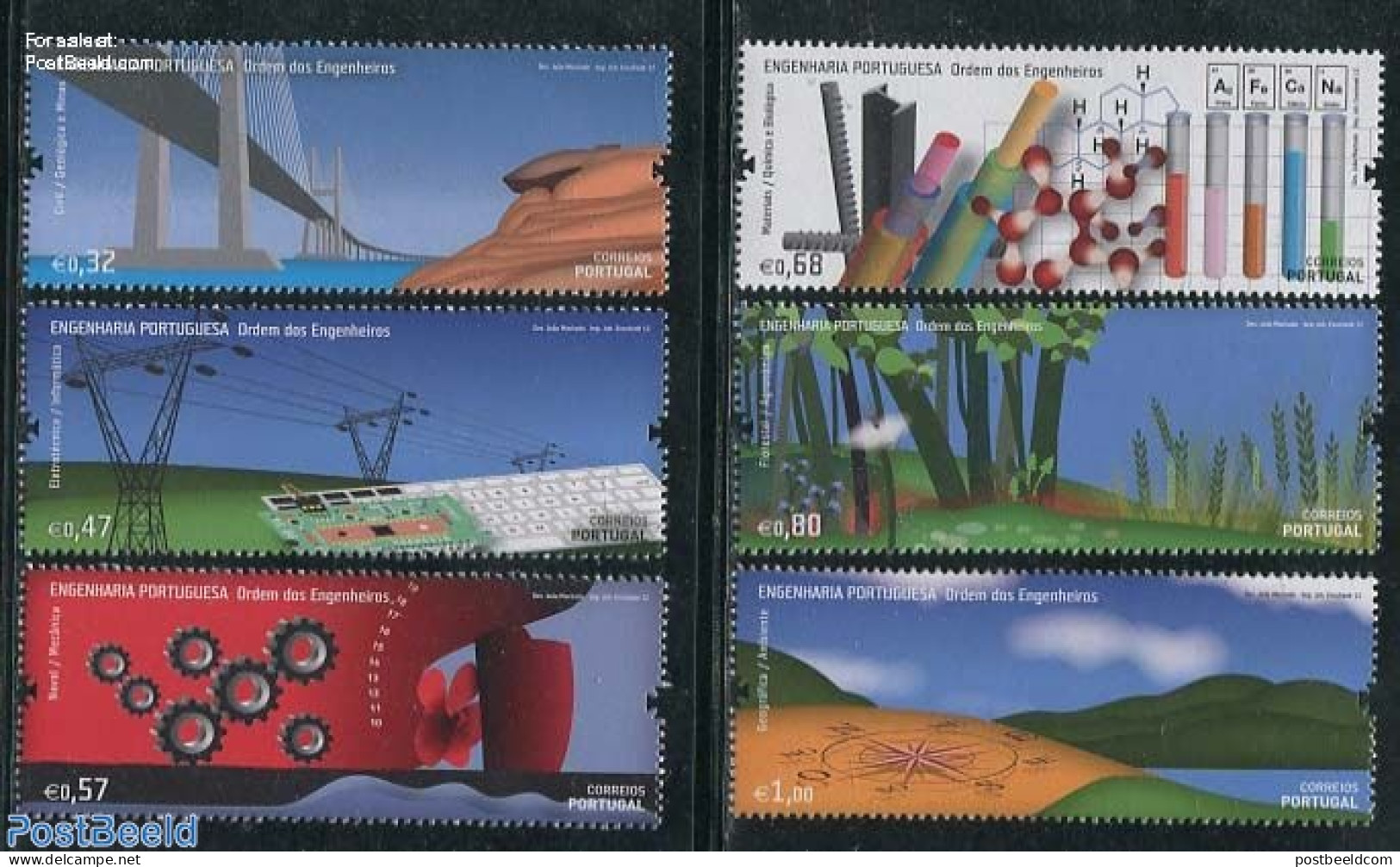 Portugal 2012 Order Of Engineers 6v, Mint NH, Science - Transport - Chemistry & Chemists - Energy - Ships And Boats - .. - Ungebraucht
