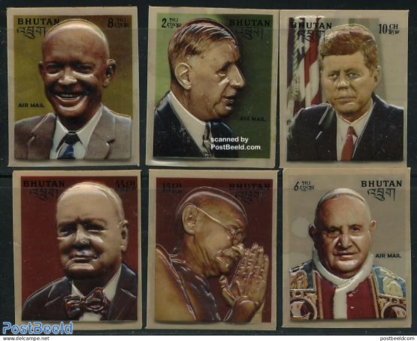 Bhutan 1972 Famous Persons 6v, Mint NH, History - Religion - Various - American Presidents - Churchill - Gandhi - Poli.. - Sir Winston Churchill