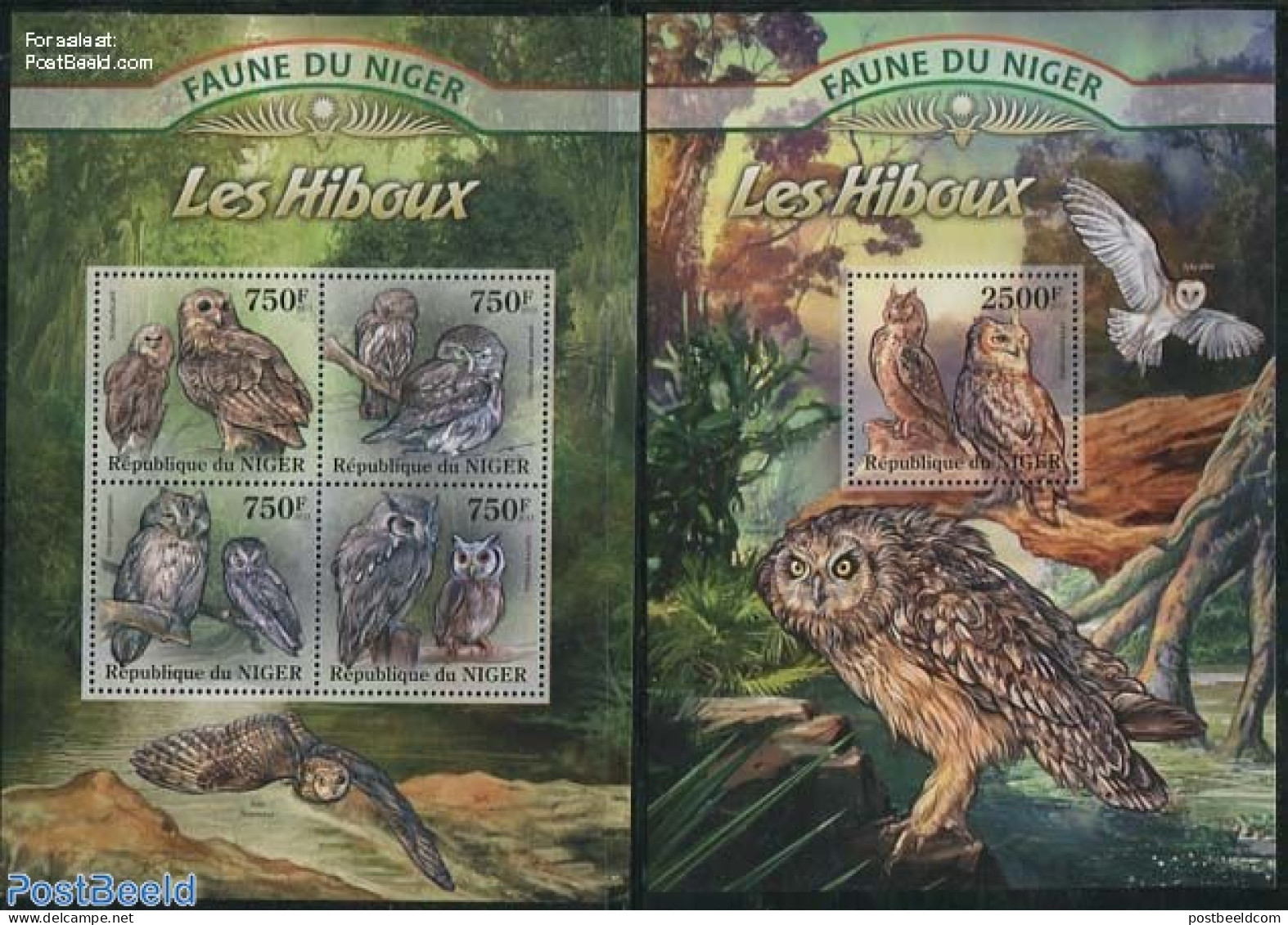 Niger 2013 Owls 2 S/s, Mint NH, Nature - Birds - Owls - Níger (1960-...)