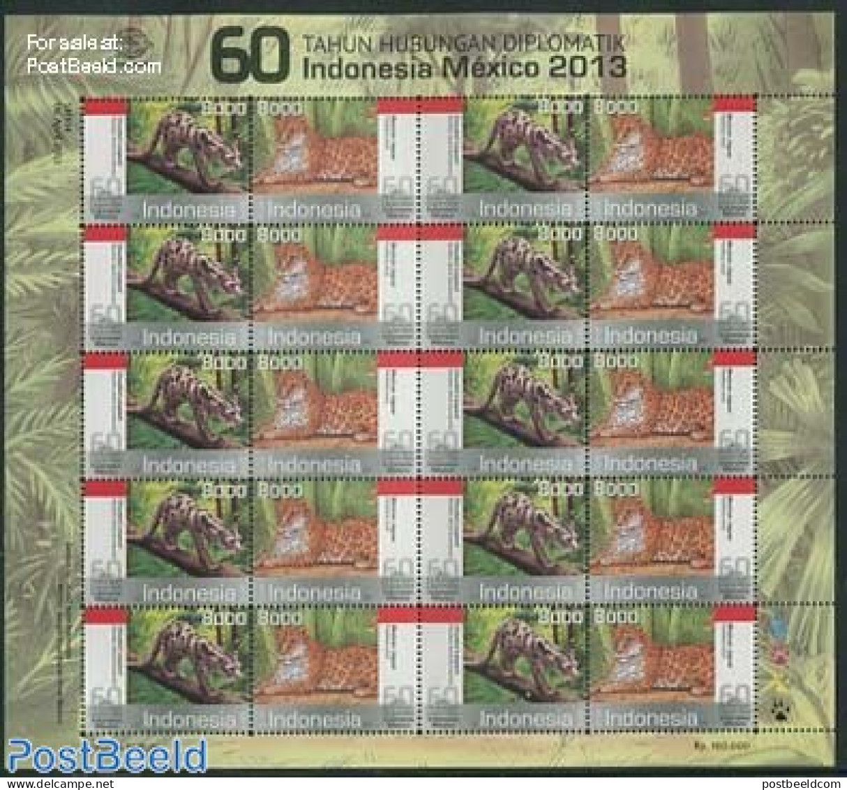 Indonesia 2013 Wildcats M/s, Joint Issue Mexico, Mint NH, Nature - Various - Animals (others & Mixed) - Cat Family - J.. - Gemeinschaftsausgaben