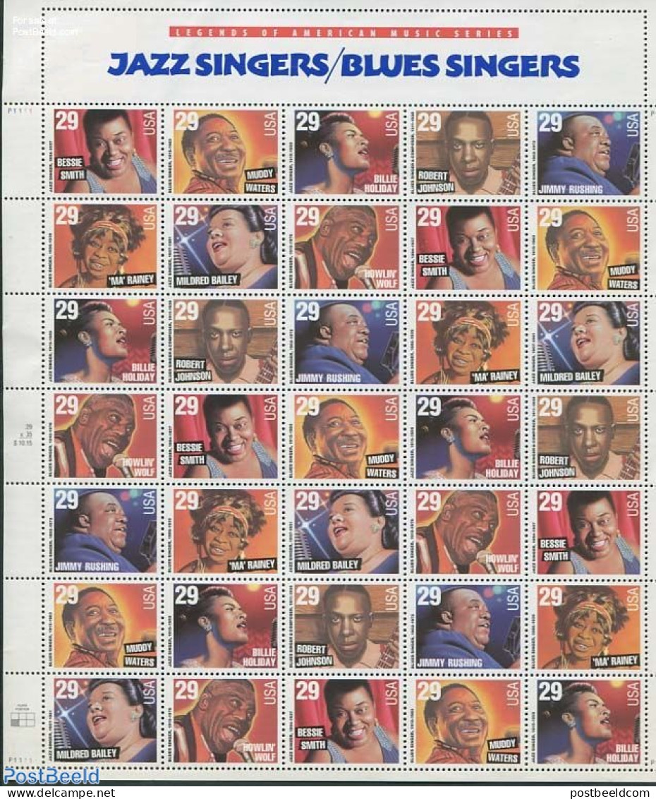 United States Of America 1994 Blues & Jazz Singers, Mint NH, Performance Art - Music - Unused Stamps