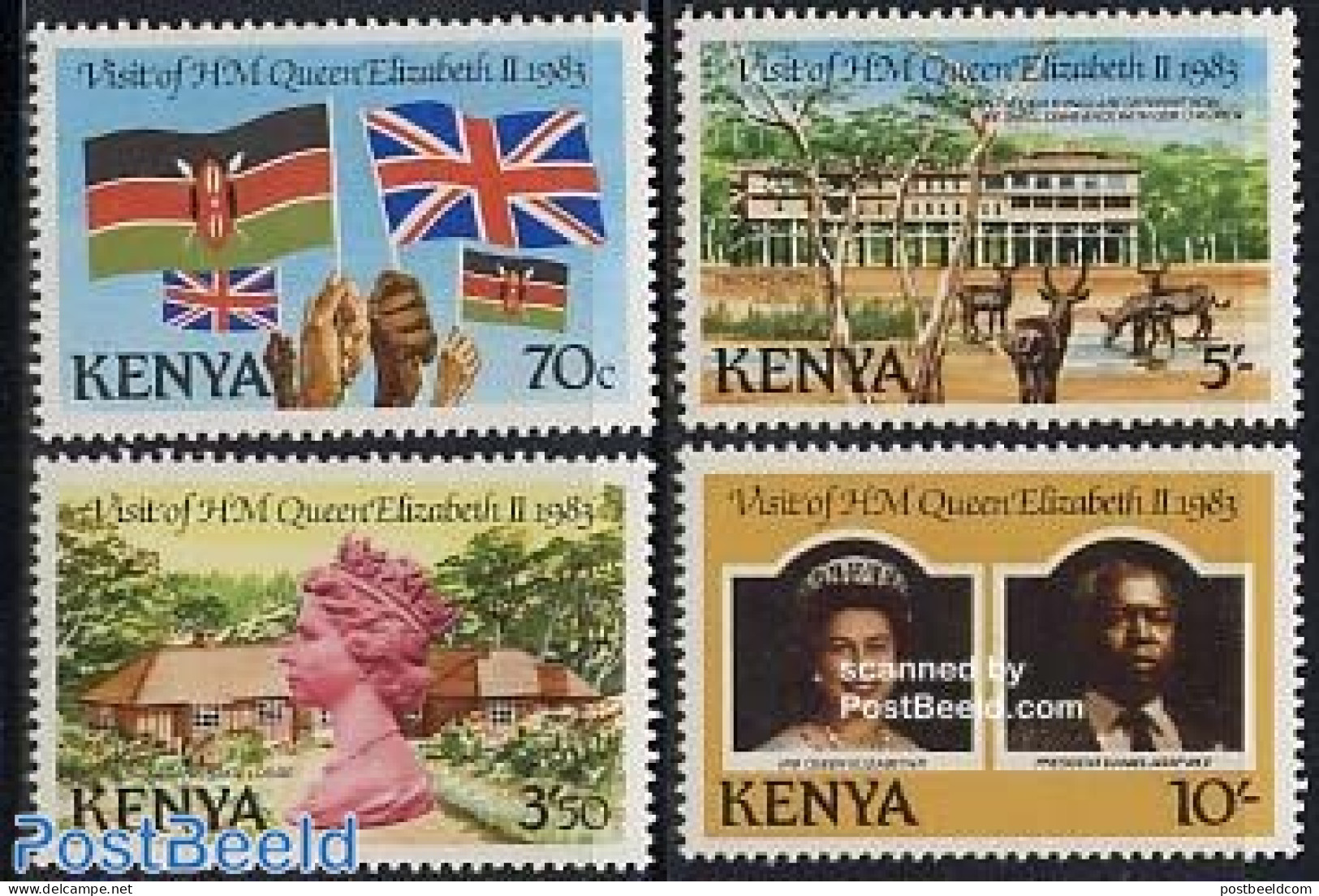Kenia 1983 Royal Visit 4v, Mint NH, History - Nature - Flags - Kings & Queens (Royalty) - Animals (others & Mixed) - Familias Reales
