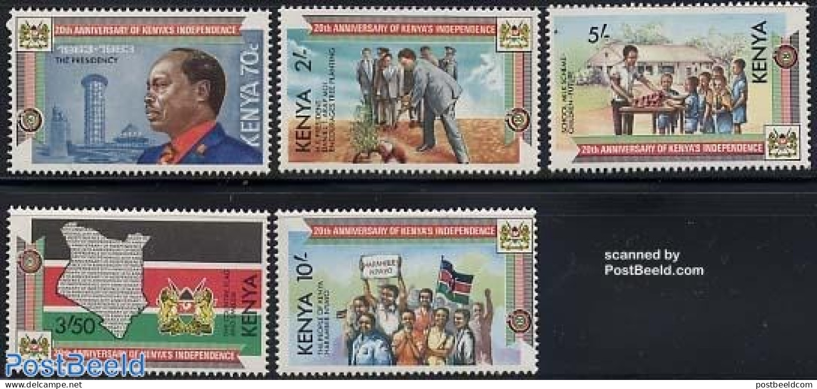Kenia 1983 Independence 5v, Mint NH, History - Coat Of Arms - Autres & Non Classés