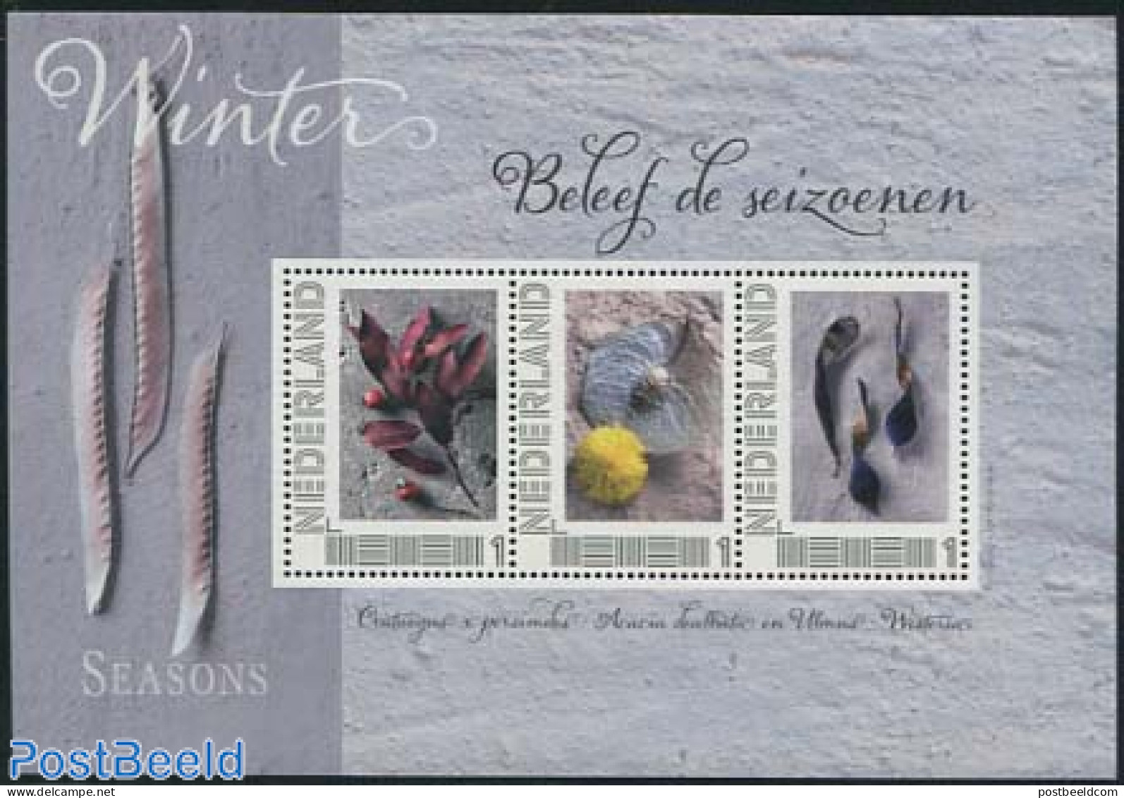 Netherlands - Personal Stamps TNT/PNL 2012 Seasons, Winter 3v M/s, Mint NH, Nature - Trees & Forests - Rotary, Lions Club