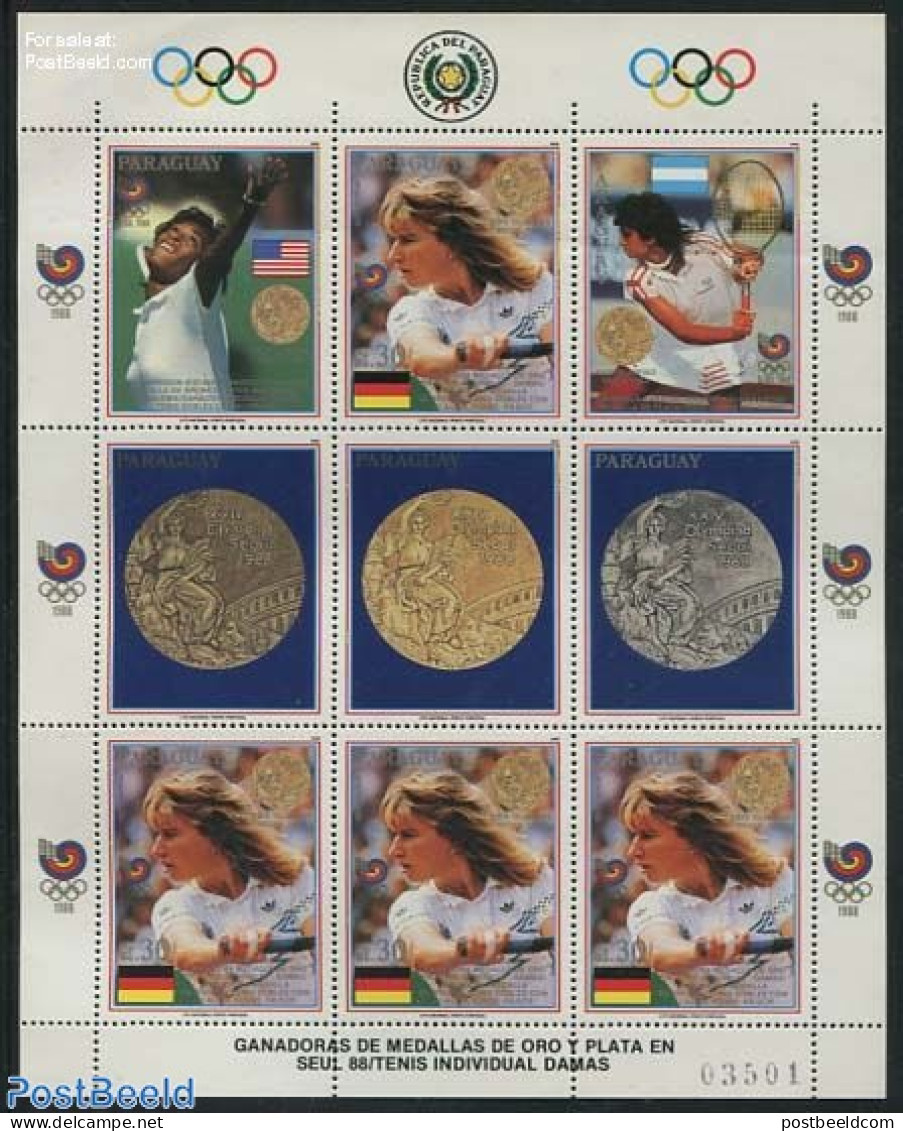 Paraguay 1989 Olympic Winners M/s, Mint NH, Sport - Olympic Games - Tennis - Tennis