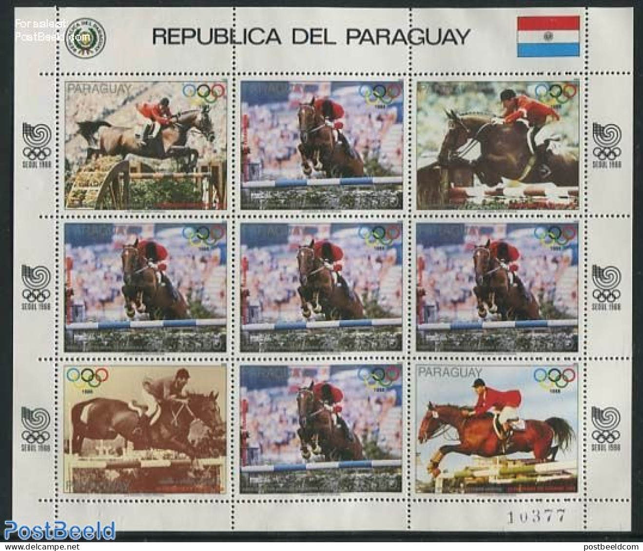 Paraguay 1988 Olympic Games M/s, Mint NH, Nature - Sport - Horses - Olympic Games - Paraguay