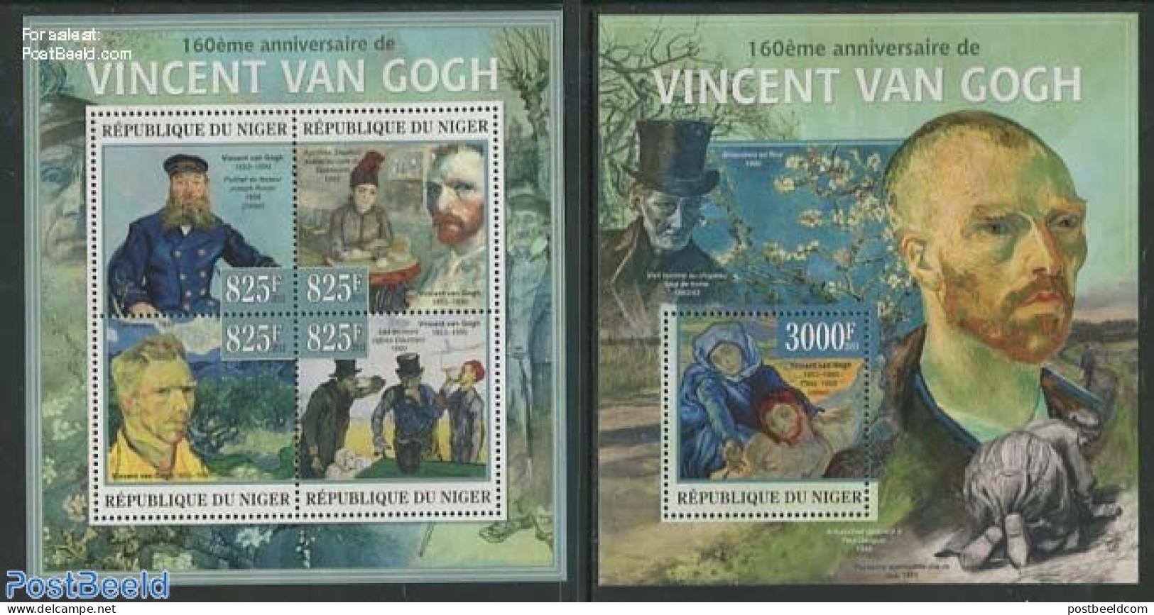 Niger 2013 Vincent Van Gogh 2 S/s, Mint NH, Art - Modern Art (1850-present) - Paintings - Vincent Van Gogh - Níger (1960-...)