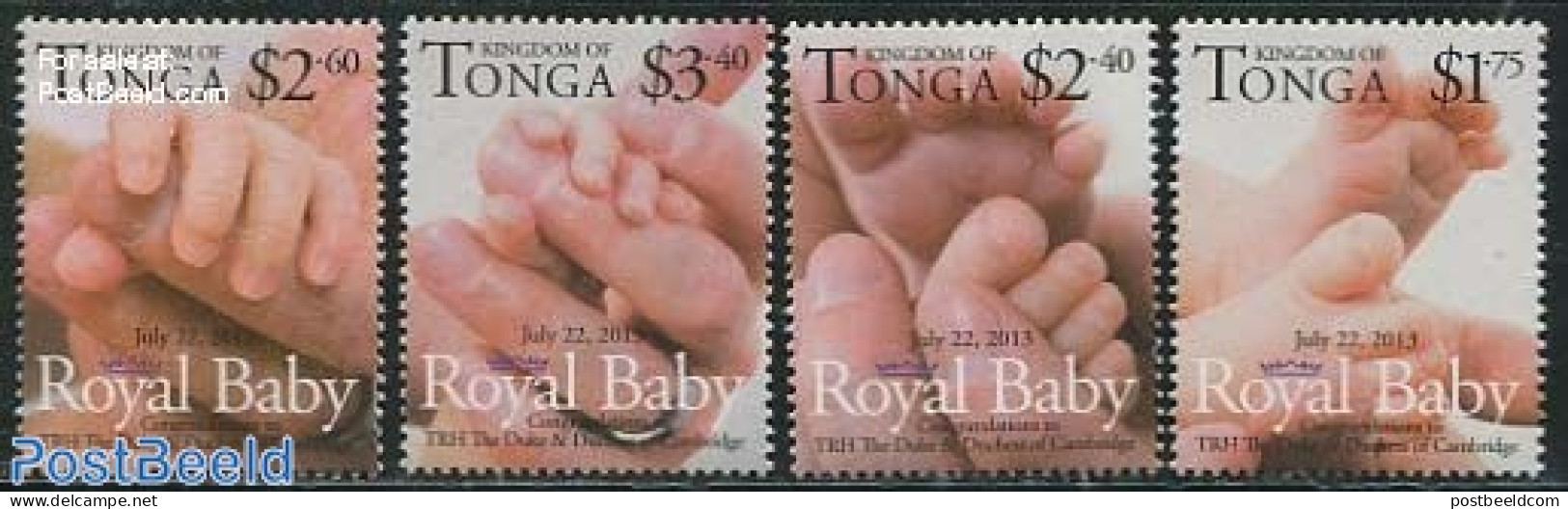 Tonga 2013 Royal Baby 4v, Mint NH, History - Kings & Queens (Royalty) - Familias Reales