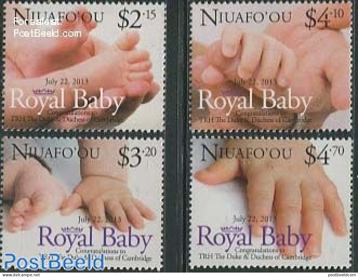 Niuafo'ou 2013 Royal Baby 4v, Mint NH, History - Kings & Queens (Royalty) - Familias Reales