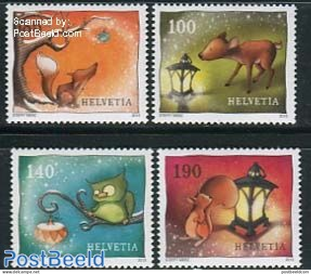 Switzerland 2013 Christmas 4v S-a, Mint NH, Nature - Religion - Deer - Dogs - Christmas - Nuovi