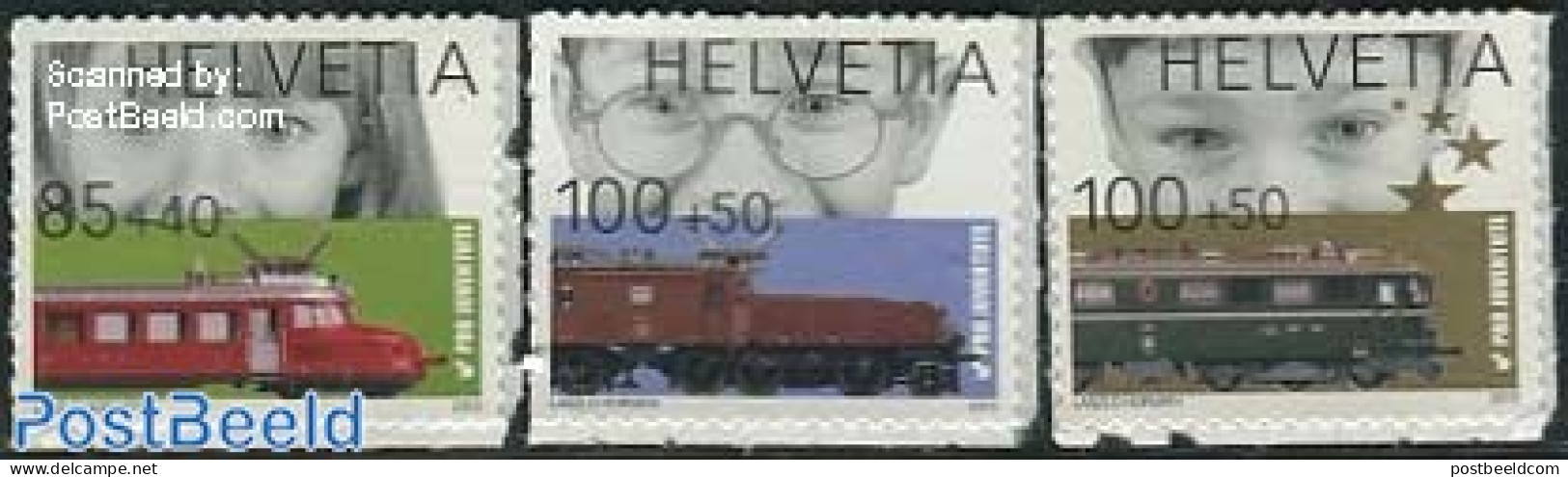 Switzerland 2013 Pro Juventute, Railways 3v S-a, Mint NH, Transport - Railways - Unused Stamps