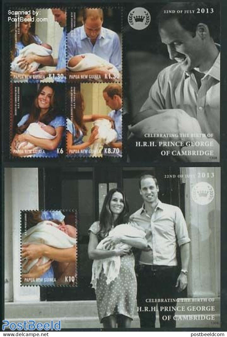 Papua New Guinea 2013 Royal Baby 2 S/s, Mint NH, History - Kings & Queens (Royalty) - Familias Reales