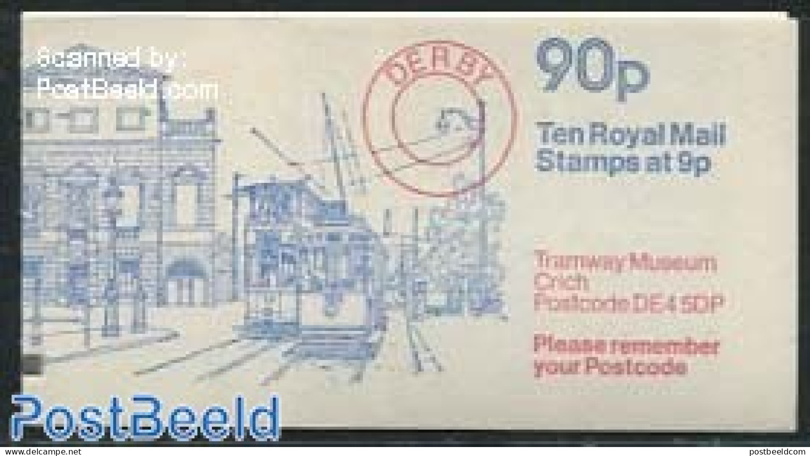 Great Britain 1979 Definitives Booklet, Tramway Museum, Selvedge At Left, Mint NH, Transport - Stamp Booklets - Trams - Ungebraucht