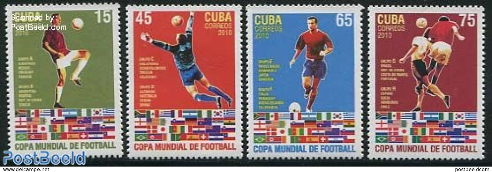 Cuba 2010 WC Football South Africa 4v, Mint NH, Sport - Football - Neufs