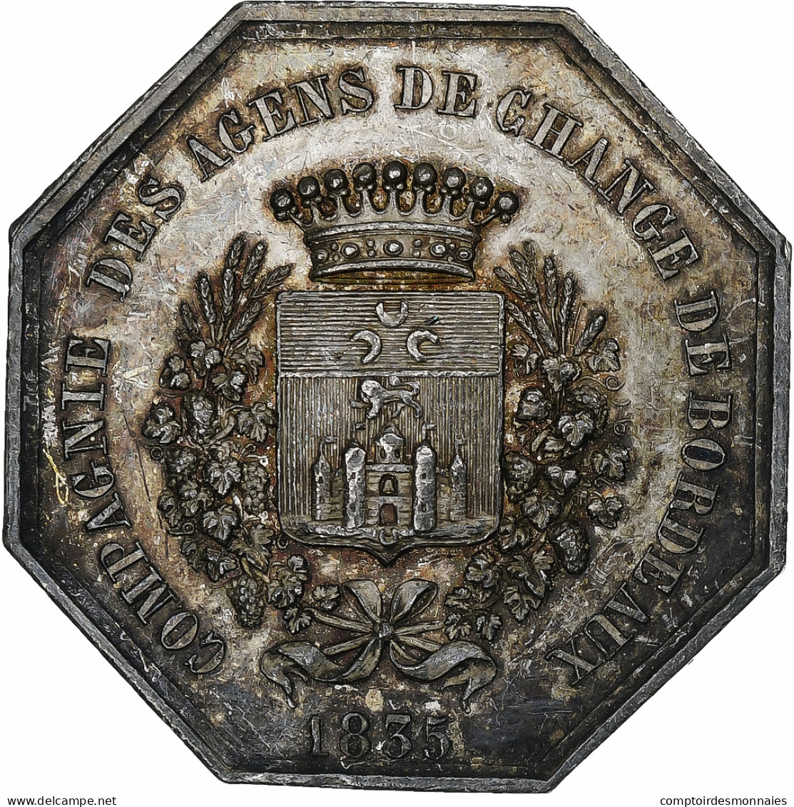 France, Jeton, Compagnie Des Agents De Change De Bordeaux, 1835, Argent - Other & Unclassified