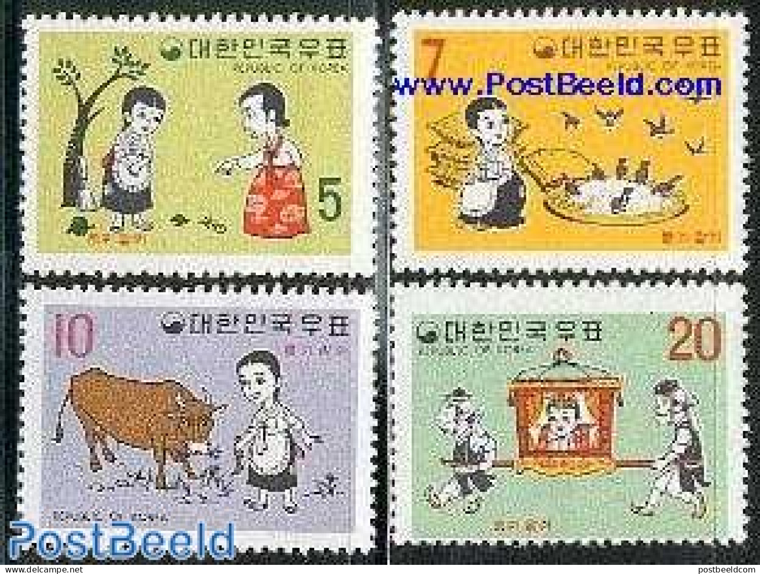 Korea, South 1969 Fairy Tales 4v, Mint NH, Art - Fairytales - Cuentos, Fabulas Y Leyendas