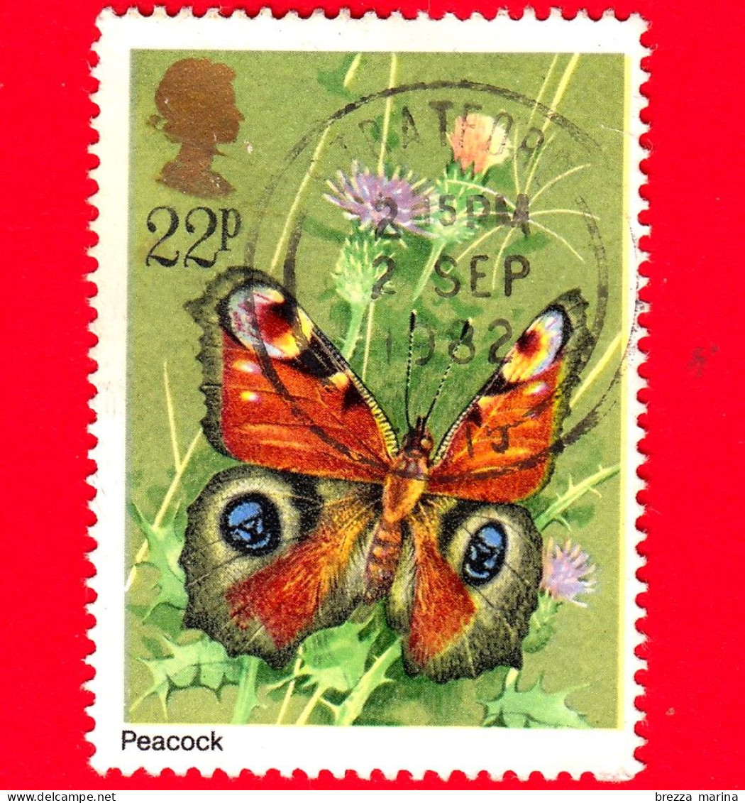 GB  - UK - GRAN BRETAGNA - Usato - 1981 - Farfalle - European Peacock - Pavone Europeo - 22 - Gebruikt