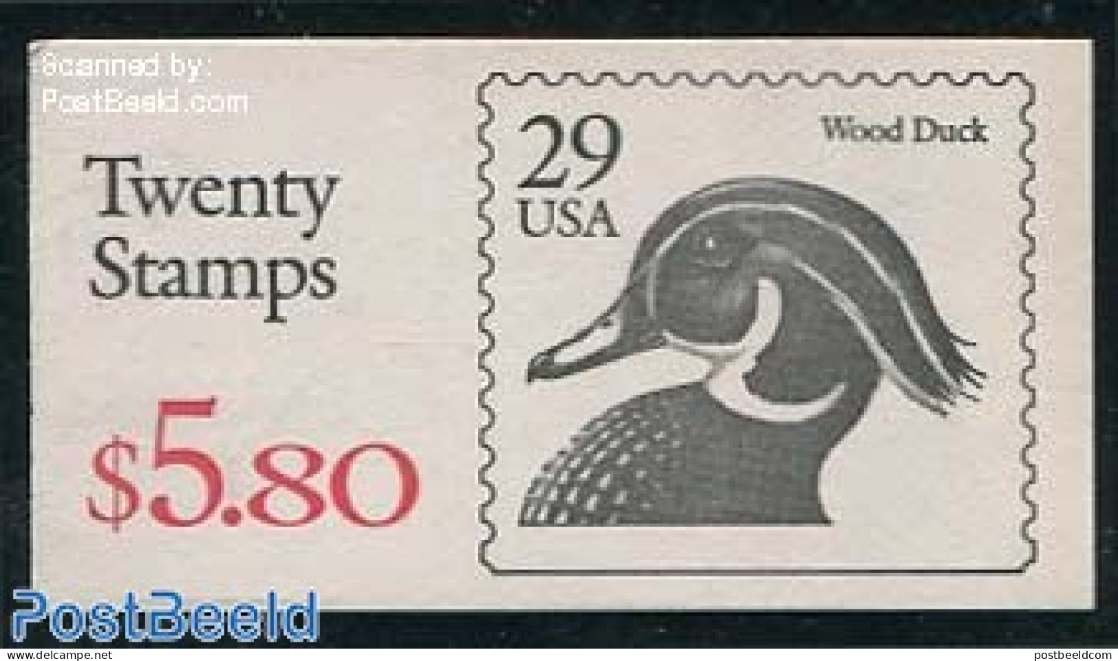 United States Of America 1991 Ducks Booklet (with 20 Stamps), Mint NH, Nature - Birds - Ducks - Stamp Booklets - Ongebruikt