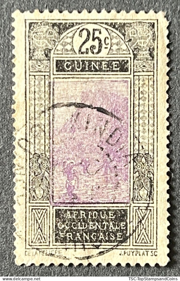 FRAGU089U - Fort Of Kitim - 25 C Used Stamp - French Guinea - 1922 - Oblitérés