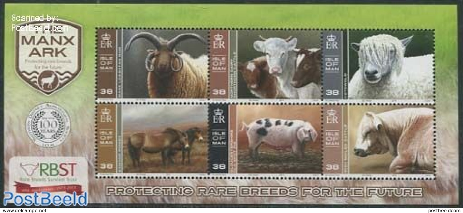 Isle Of Man 2014 The Manx Ark 6v M/s, Mint NH, Nature - Animals (others & Mixed) - Cattle - Horses - Isola Di Man