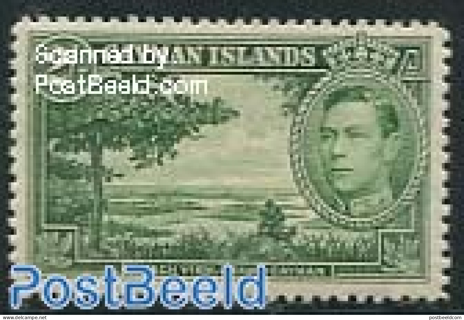 Cayman Islands 1938 2Sh, Yellowgreen, Stamp Out Of Set, Unused (hinged) - Kaaiman Eilanden