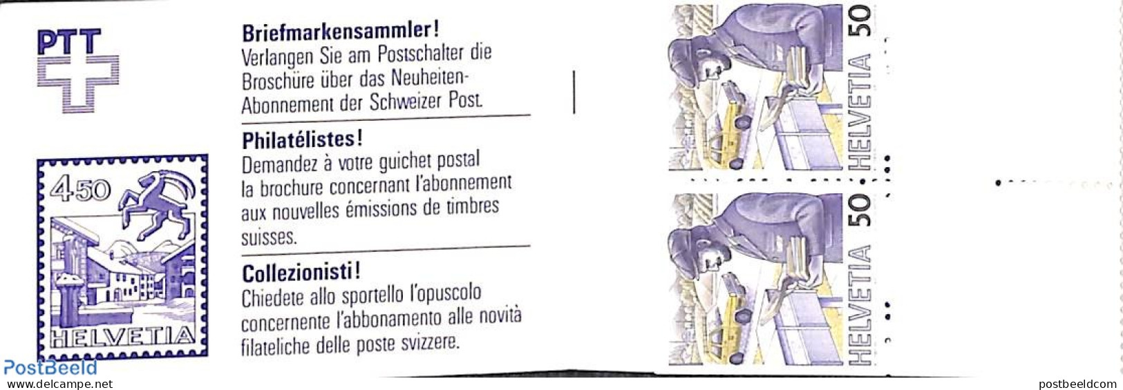 Switzerland 1987 Post Booklet, Mint NH, Transport - Post - Stamp Booklets - Automobiles - Ongebruikt