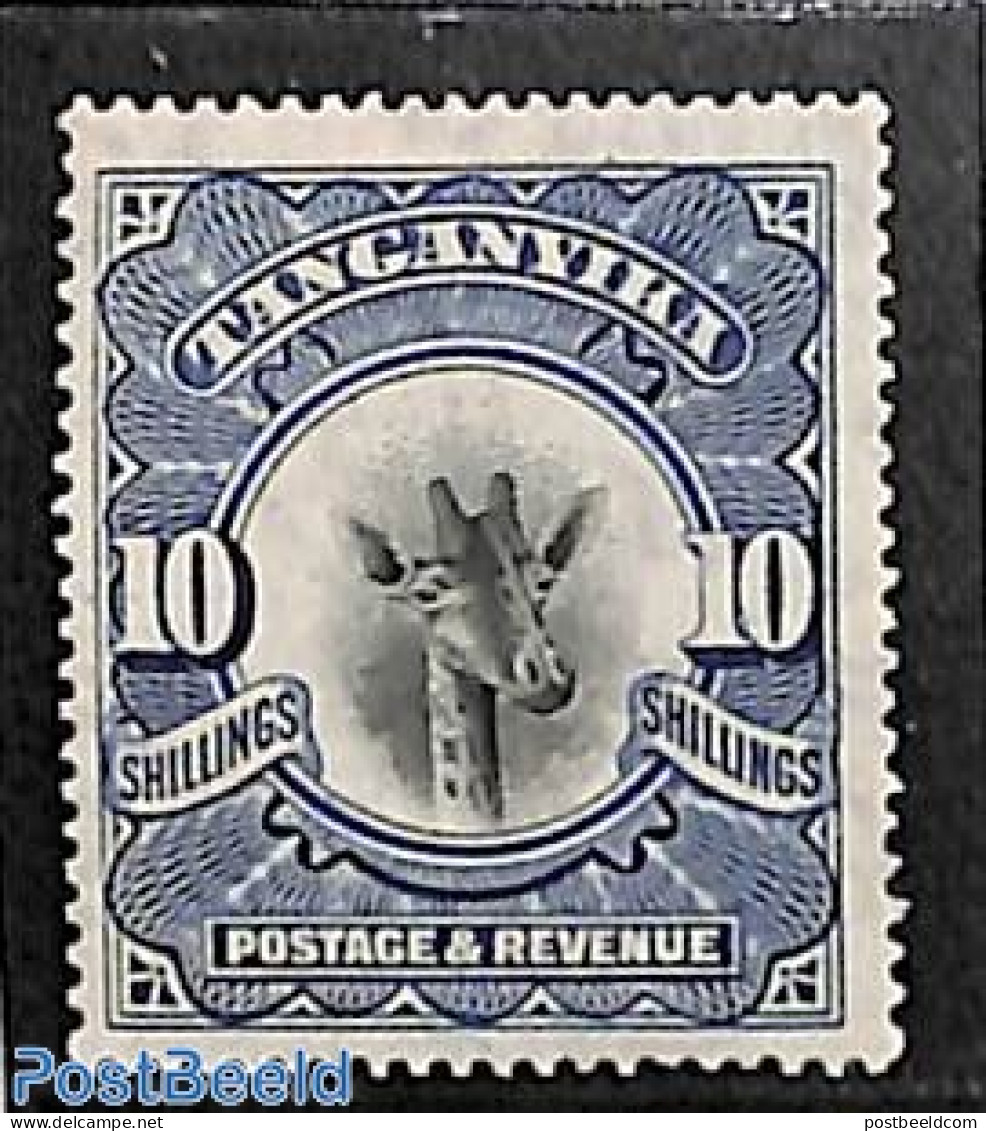 Tanzania 1922 10sh, WM Sidewards, Stamp Out Of Set, Unused (hinged), Nature - Giraffe - Tanzanie (1964-...)