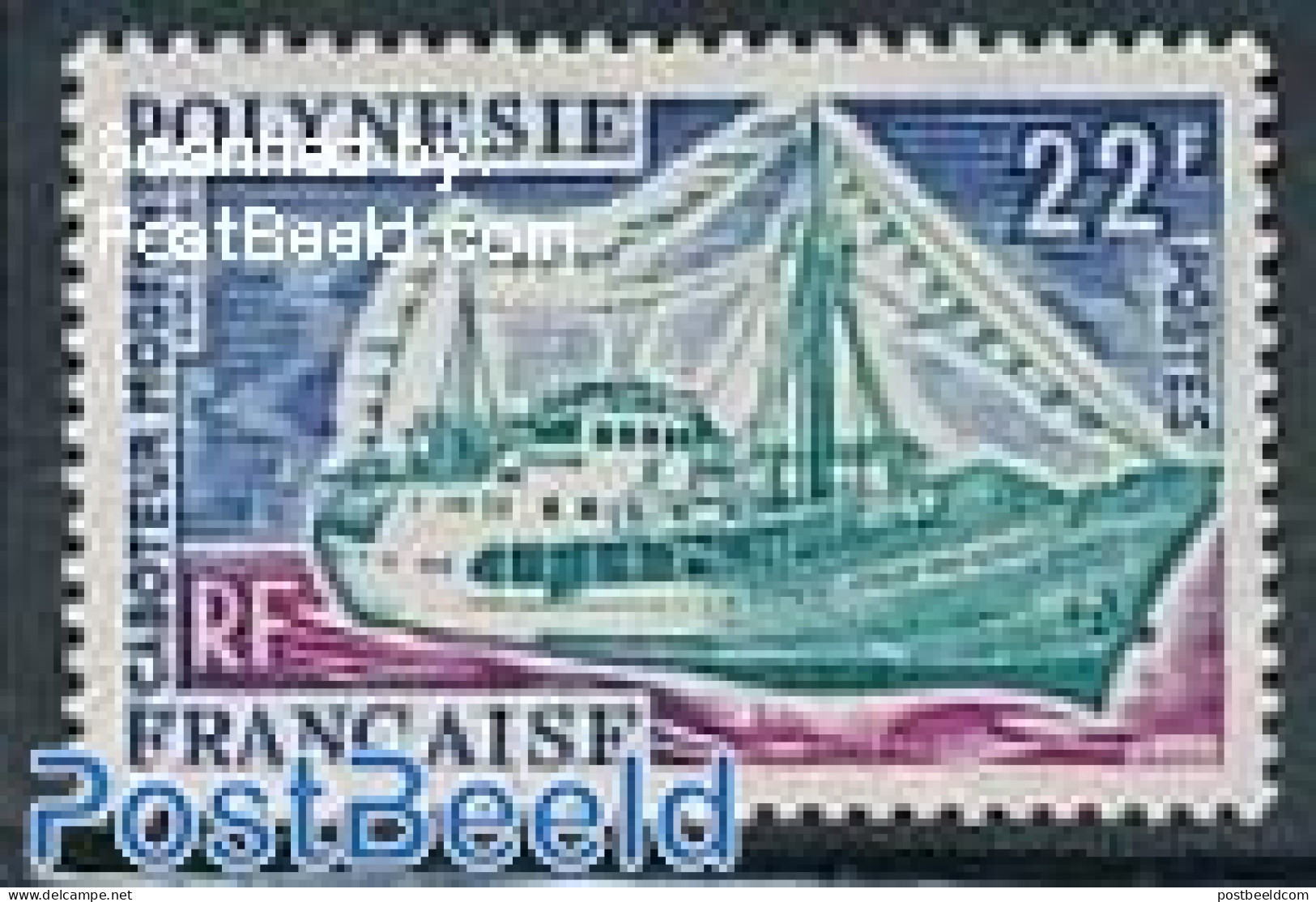 French Polynesia 1966 22Fr, Stamp Out Of Set, Unused (hinged), Transport - Ships And Boats - Unused Stamps