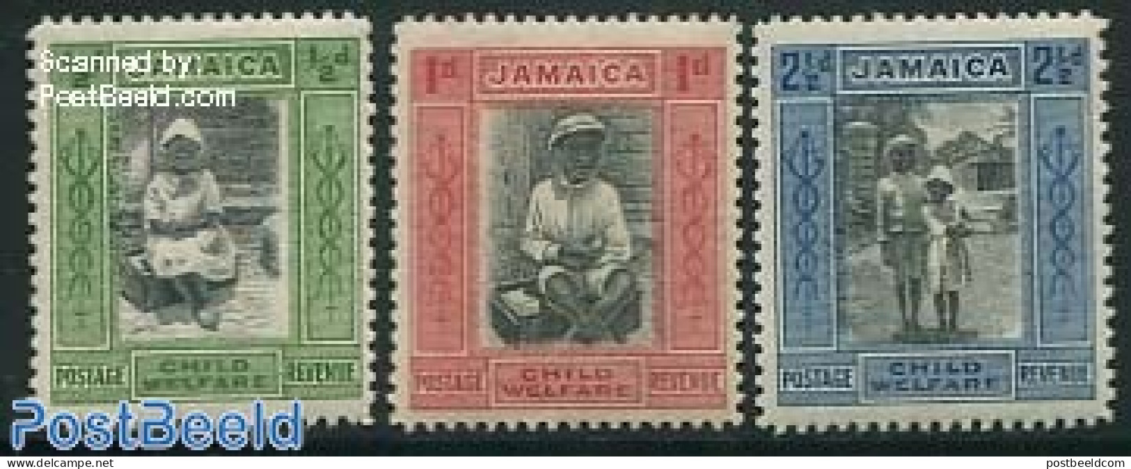 Jamaica 1923 Child Welfare 3V, Unused (hinged) - Jamaica (1962-...)