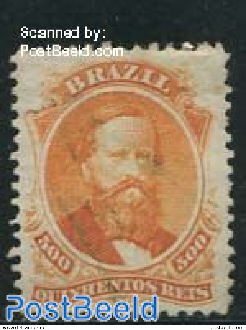 Brazil 1866 500R Gold-yellow, Used, Small Brown Spot, Used - Used Stamps