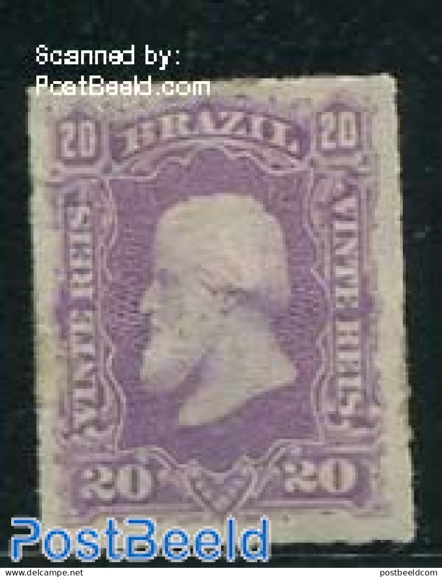 Brazil 1877 20R Violet/lilac, Unused Hinged, Unused (hinged) - Unused Stamps