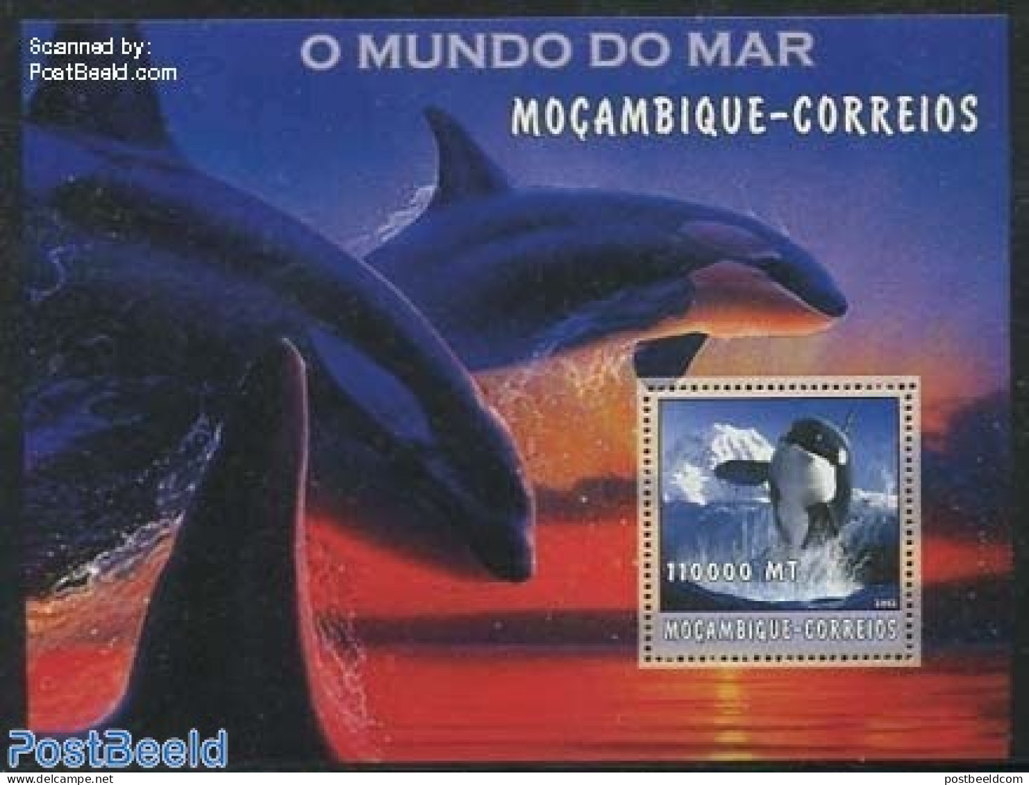 Mozambique 2002 Killer Whale S/s, Mint NH, Nature - Sea Mammals - Mozambique
