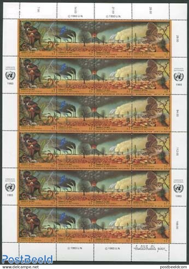 United Nations, Vienna 1993 Environment M/s, Mint NH, Nature - Birds - Environment - Monkeys - Owls - Protezione Dell'Ambiente & Clima