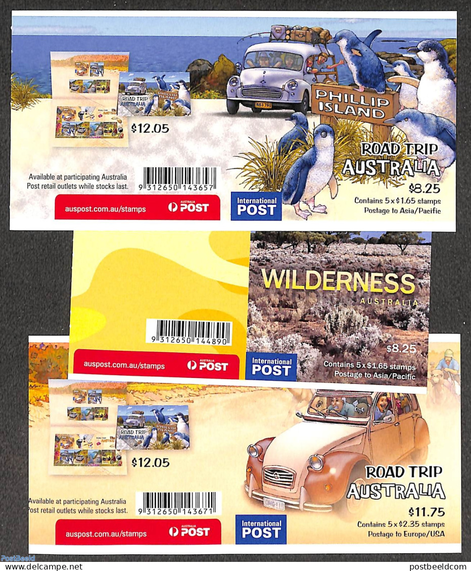 Australia 2012 Road Trip 3 Foil Booklets, Mint NH, Transport - Unused Stamps