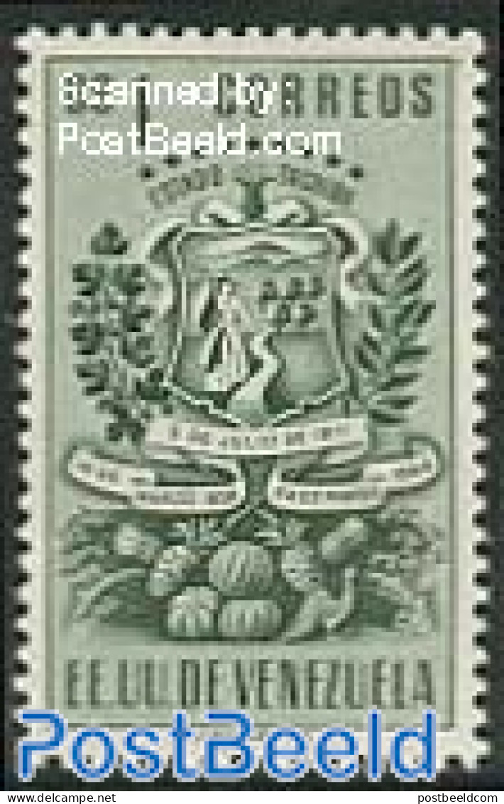 Venezuela 1951 1B, Stamp Out Of Set, Mint NH, History - Nature - Coat Of Arms - Fruit - Fruits