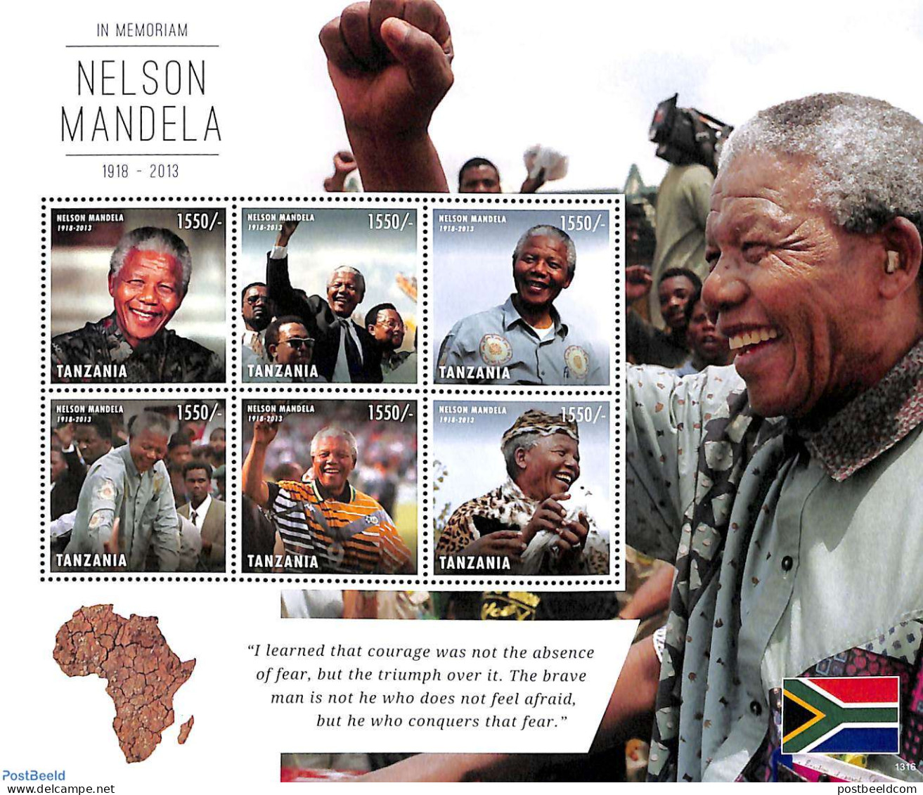Tanzania 2013 Nelson Mandela 6v M/s, Mint NH, History - Nobel Prize Winners - Politicians - Nelson Mandela - Nobel Prize Laureates