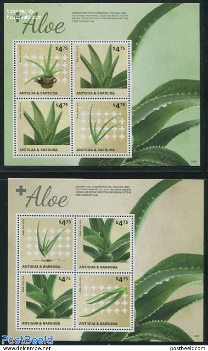 Antigua & Barbuda 2014 Aloe Vera 8v (2 M/s), Mint NH, Nature - Flowers & Plants - Antigua Y Barbuda (1981-...)