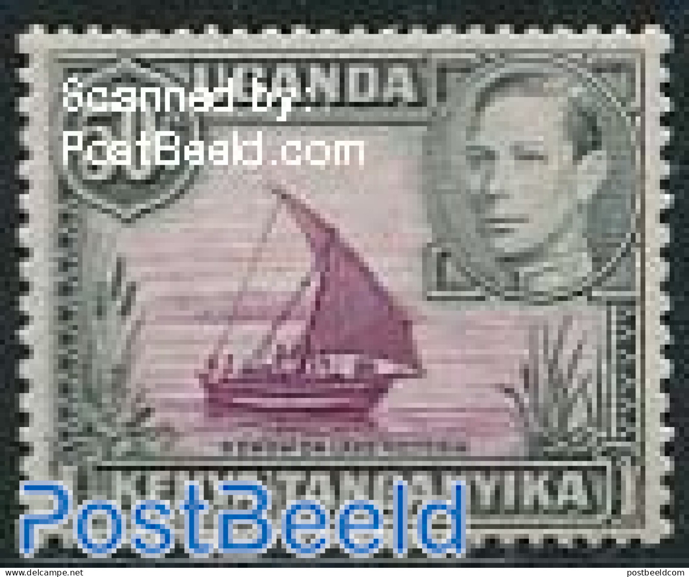 East Africa 1938 50c, Type II, Perf. 13:11.75, Stamp Out Of Set, Mint NH, Transport - Ships And Boats - Bateaux