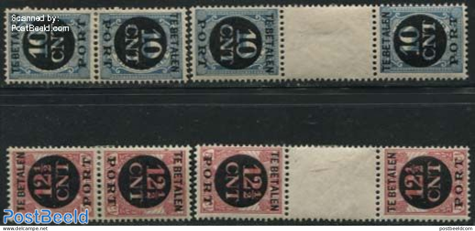 Netherlands 1924 Tete Beche 4 Pairs, Unused (hinged) - Strafportzegels