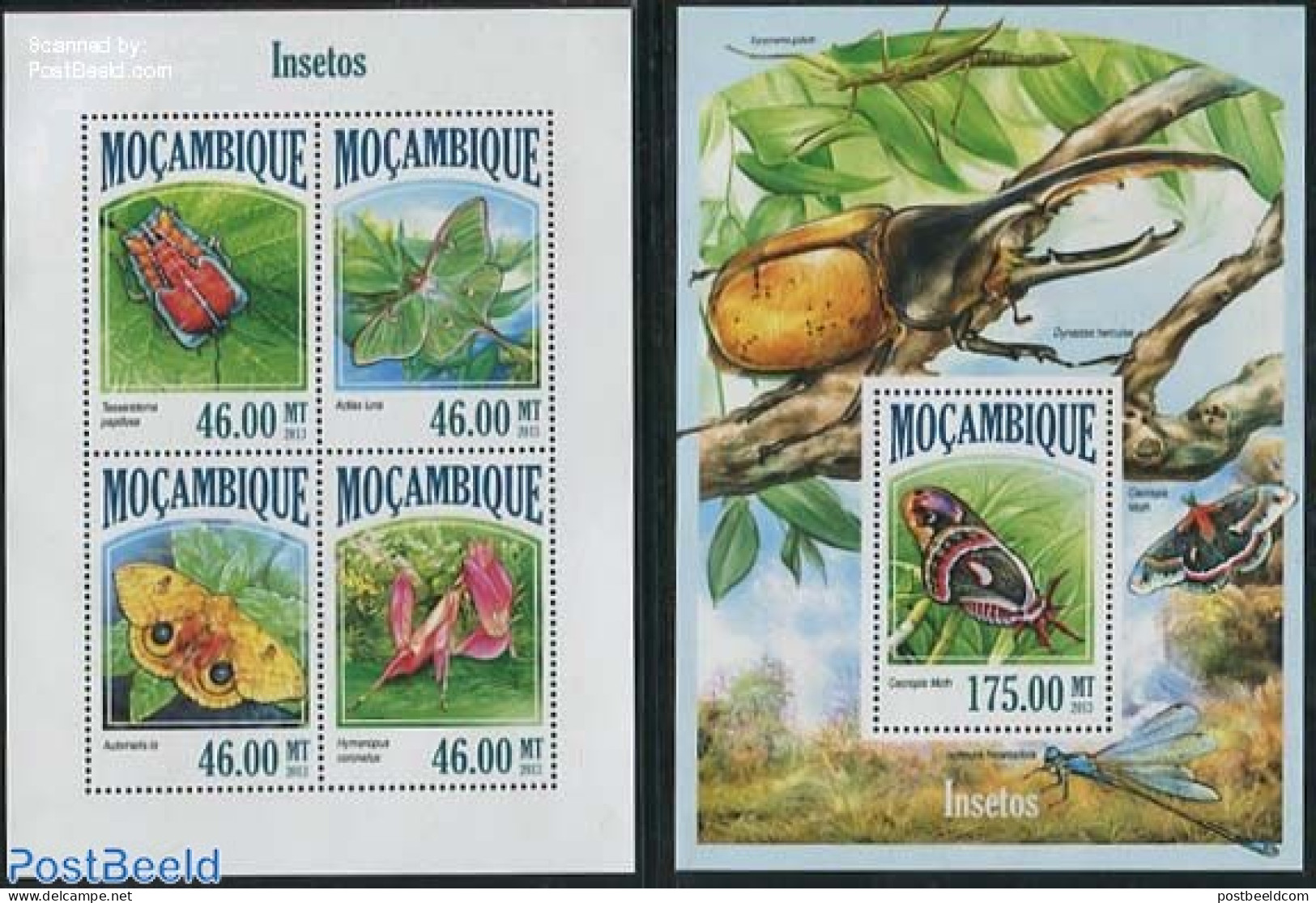 Mozambique 2013 Insects 2 S/s, Mint NH, Nature - Butterflies - Insects - Mozambique