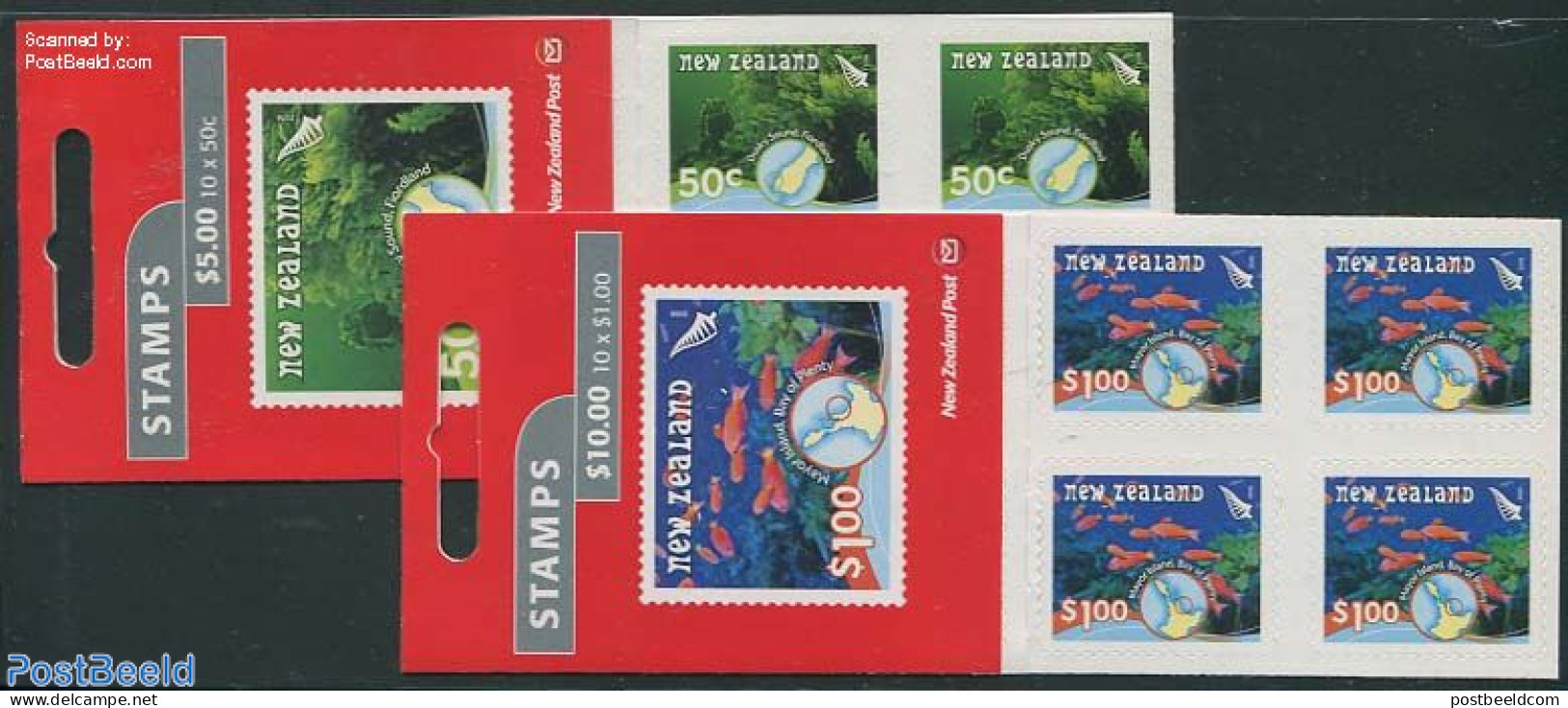 New Zealand 2008 Underwater Reefs 2 Booklets, Mint NH, Nature - Sport - Fish - Shells & Crustaceans - Diving - Stamp B.. - Neufs