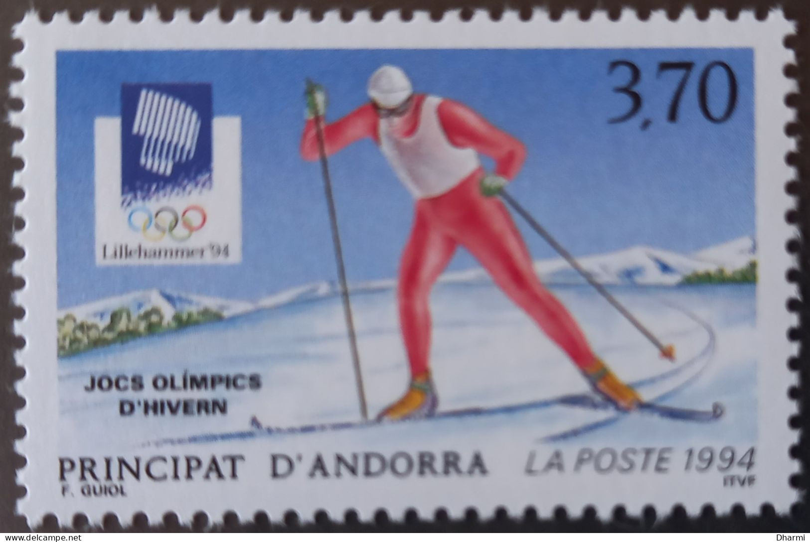 ANDORRE FR 1994 N°441 NEUF** - 3.70F JO HIVER - MNH - COT. 2.50€ - Neufs