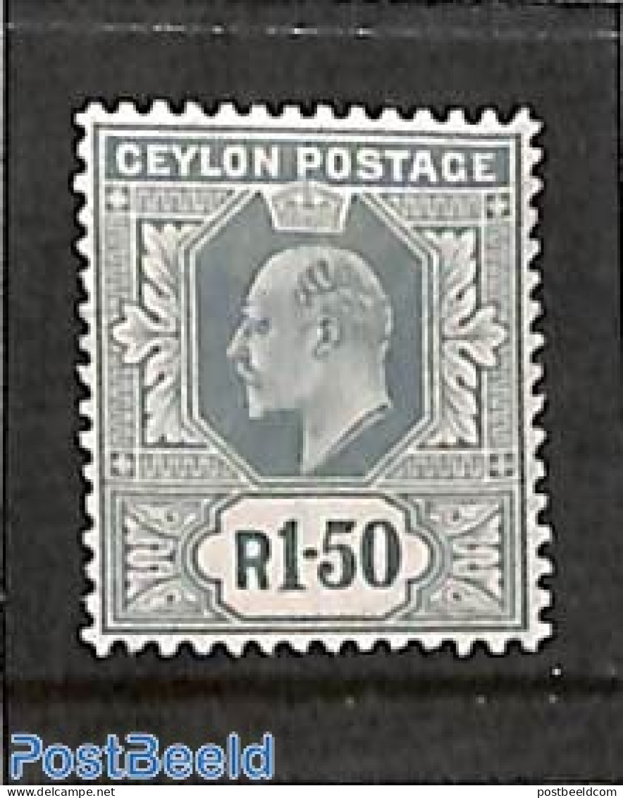 Sri Lanka (Ceylon) 1904 R1.50, WM Multiple Crown-CA, Stamp Out Of Set, Unused (hinged) - Sri Lanka (Ceylon) (1948-...)