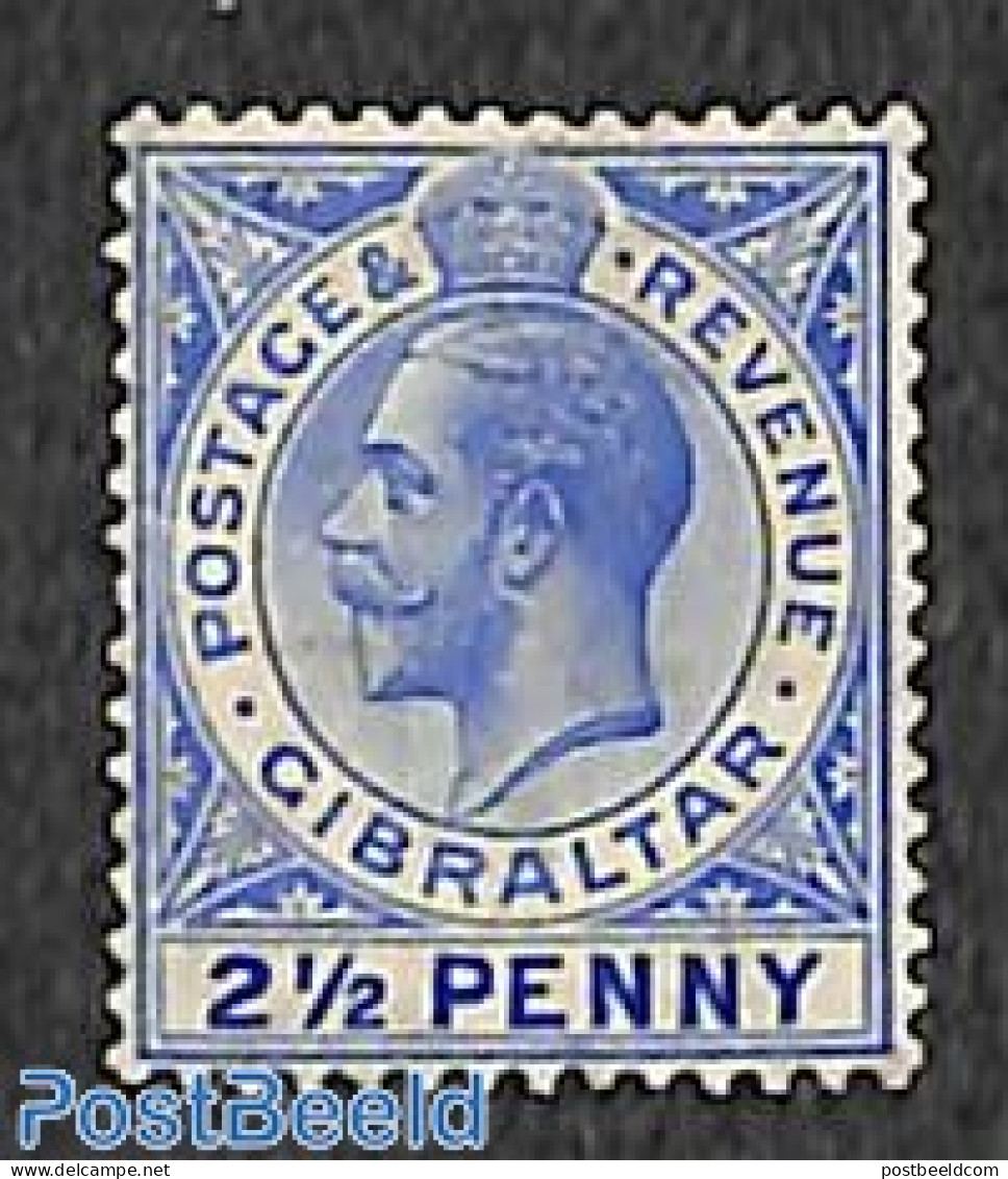 Gibraltar 1912 2.5d, WM Mult.Crown-CA, Stamp Out Of Set, Unused (hinged) - Gibilterra